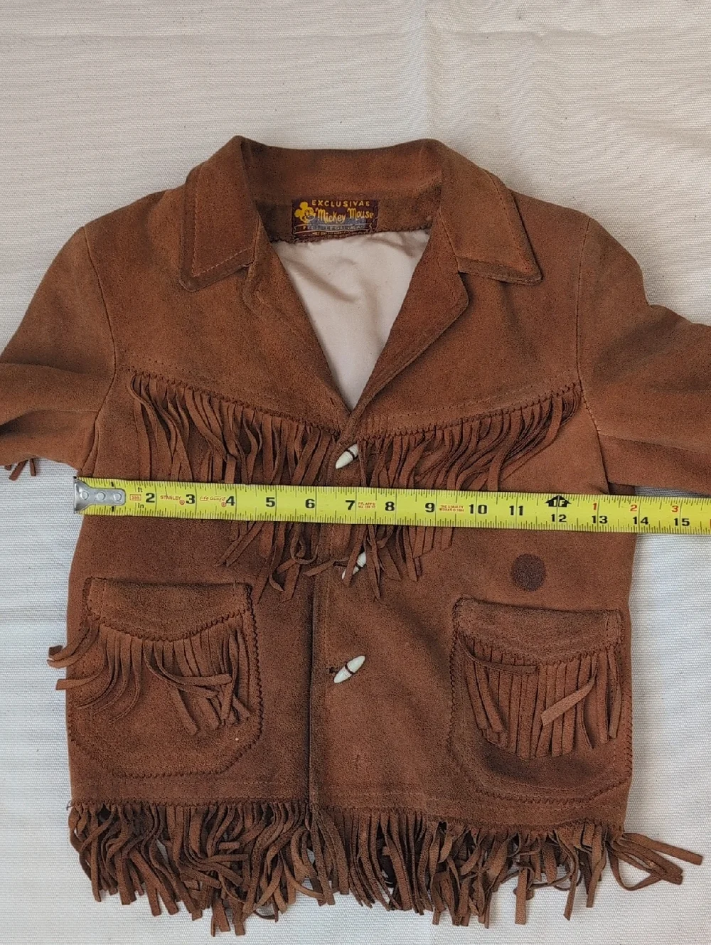 Vintage Mickey Mouse Exclusive Short Horn Kids Brown Fringe Jacket